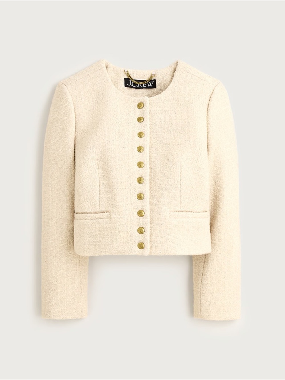 J Crew Bridgette lady jacket in Natural Tweed size 00 missing snap